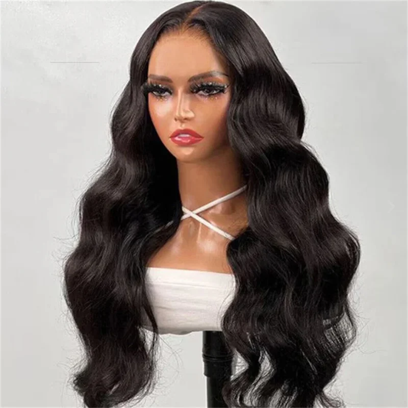 Soft HD Lace Glueless Black Wave 30inch 5x5 Silk Base Jewish Human Hair Wigs With Baby Hair European Hair Preplucked Wig