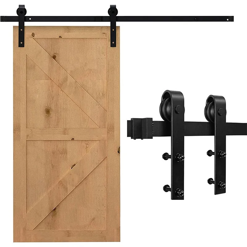 

Hanging rail, sliding sliding door slide rail, barn door pass accessories full set of hardware wardrobe wooden door track