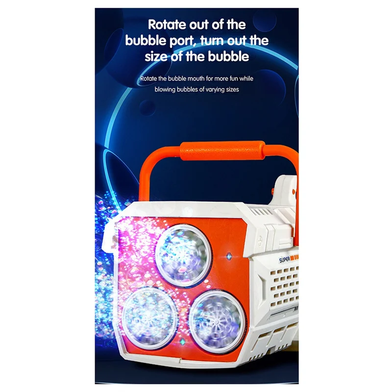 Máquina de burbujas eléctrica con luz AS96-LED, jabón completamente automático con 60 agujeros para niños, fiestas al aire libre, regalo para niños