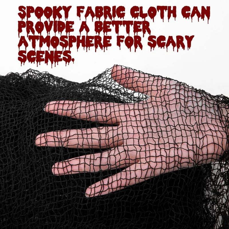 6 ชิ้นฮาโลวีน Creepy ผ้าตามที่แสดงผ้าพันคอฮาโลวีนสีดํา Spooky น่ากลัว Creepy Gauze ผ้าตกแต่ง Creepy ผ้าฮาโลวีน