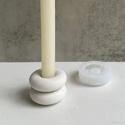 Circular Donut Candle Holder Silicone Mold, Resin Cast Jewelry Storage Tray Lipstick Holder Mold, Self Cast Cement Process Mold