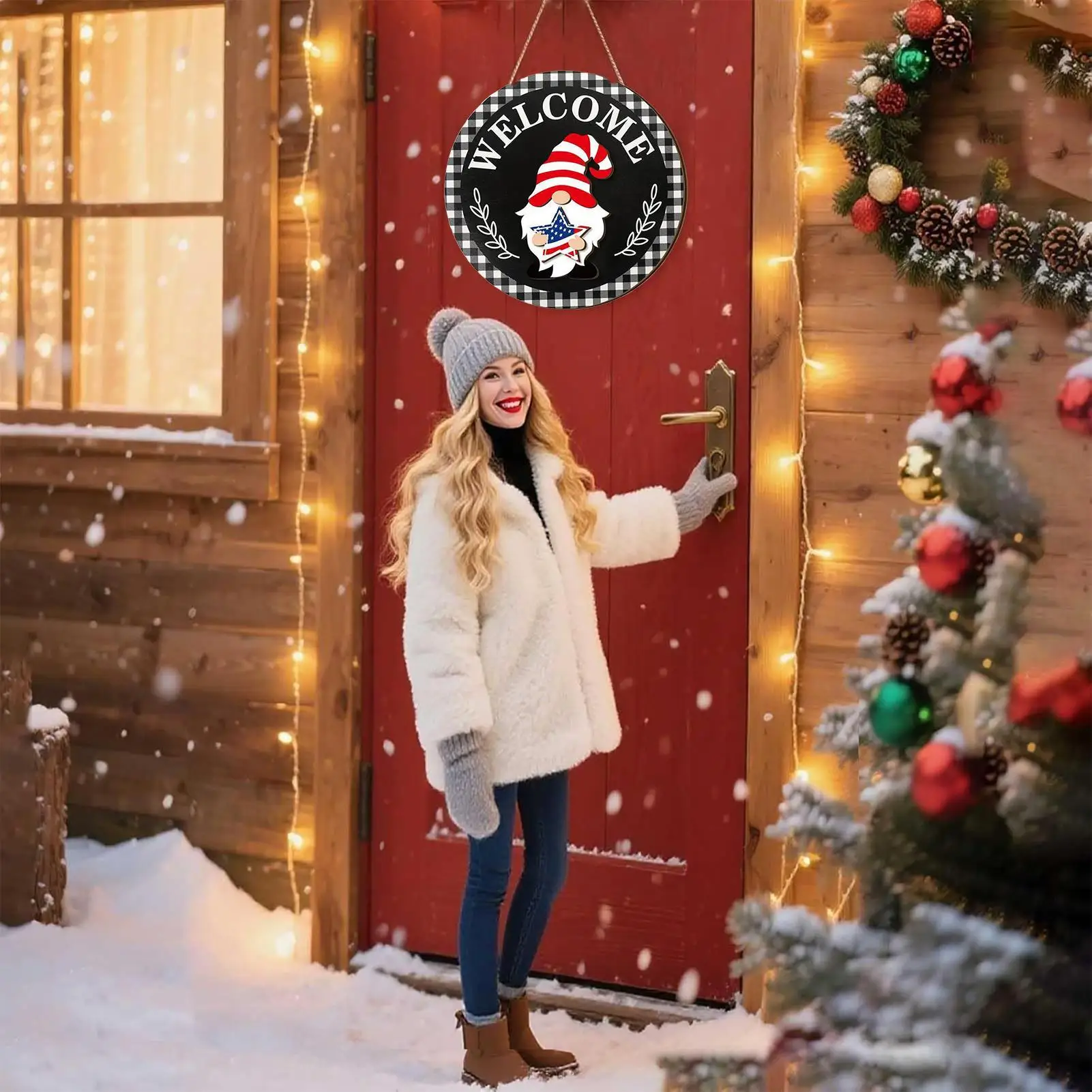 Interchangeable Welcome Sign For Front Door Gnome Wooden Interchangeable Holiday Sign Holiday Decor With Magnet Pieces And