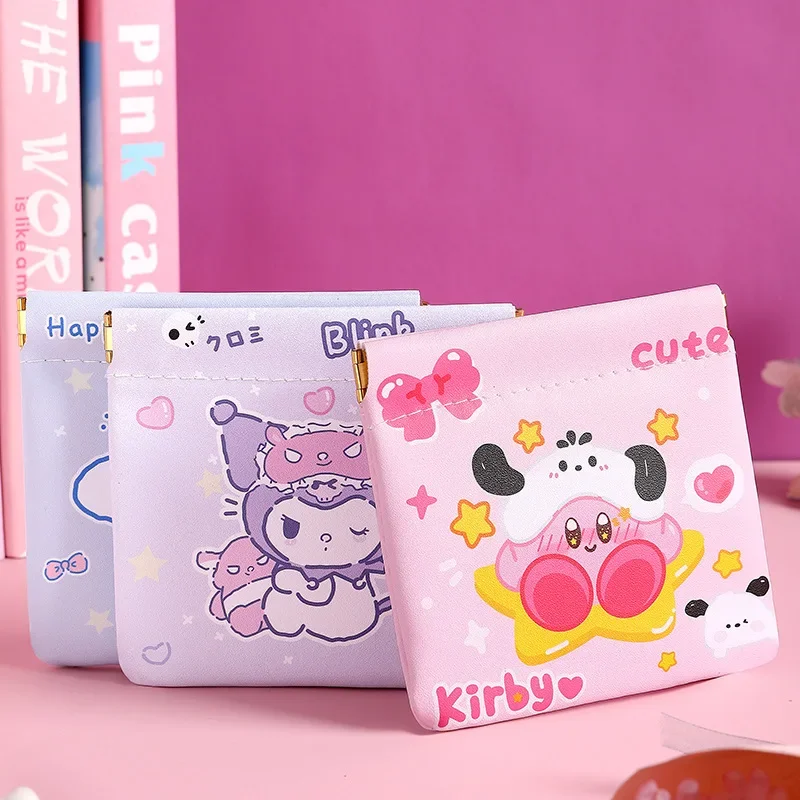 New Sanrio Storage Bag Cartoon Figure Shrapnel Opening Kawaii Pochacoo Kuromi Creative Portable PU Change Purse Women Kids Gifts