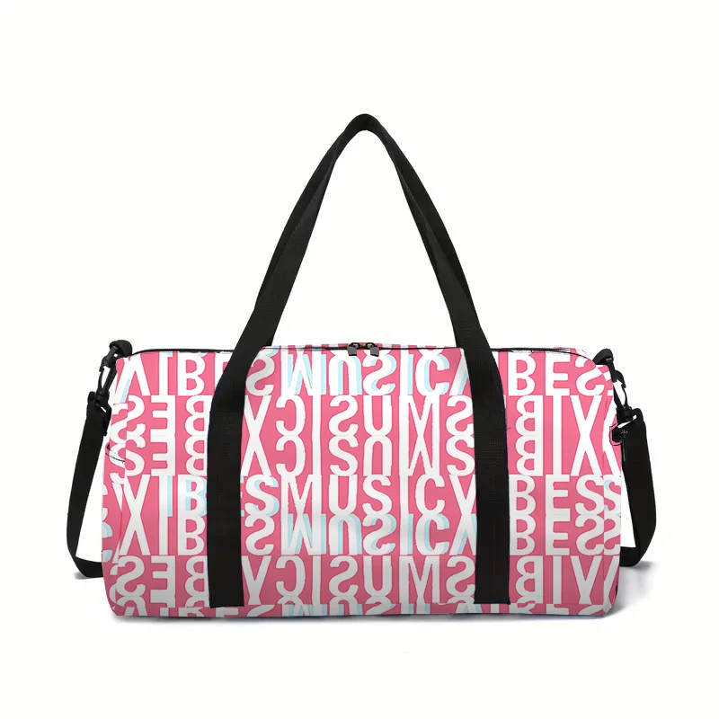 English Letter Design Pink Large Capacity Luggage Bag For Boy And Girls Best Gifts 2D Flat Cartoon Travel Bag For Children