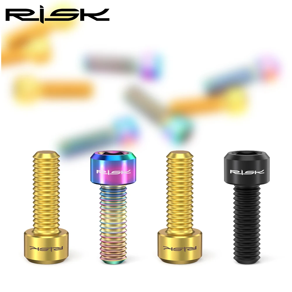 RISK 2pcs M6*18mm MTB Bicycle Titanium Alloy Crank Bolt Disc Brake Caliper Fixing Screws for Road Mountain Bike Crank Lock Screw