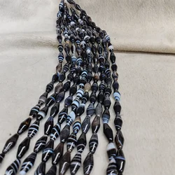 20pcs/lot Natural striped agate dzi strings lozenge 20mm black white palm tree Unique charm Retro style DIY  Necklace pendant