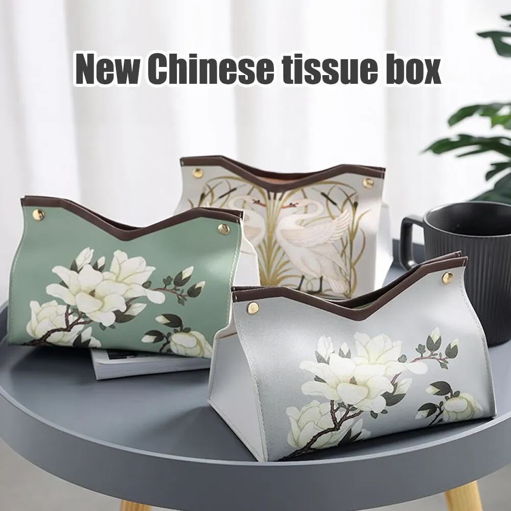 Paper Towel Box Folding Pu Leather Paper Towel Box With Bottom Napkin Holder Storage Box Home Living Room Decoration