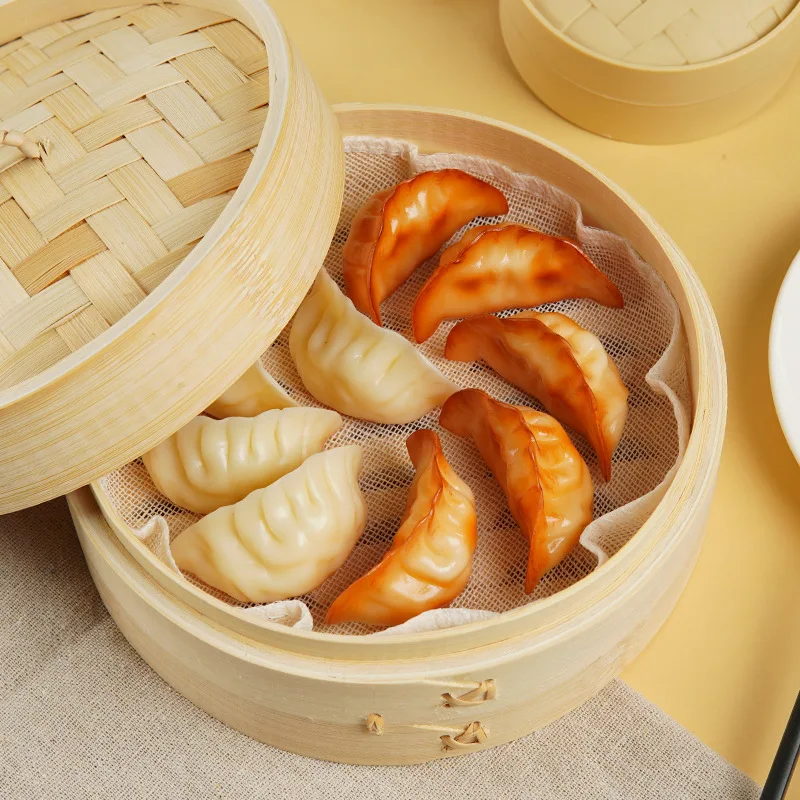 5Pcs Simulation Fried Dumpling Artificial Baked Dumplings Fake Food Model Food Festival Souvenir Window Display Props Ornament image 2