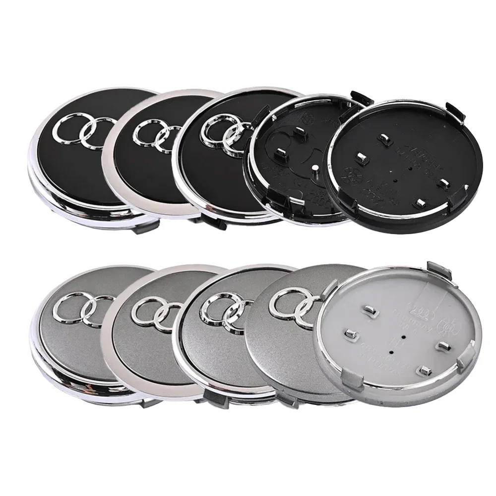4 pièces 60/61/68/69/77mm Cache-moyeux de roue de voiture Accessoires de style automobile compatibles Audi A1 A3 A4 A5 A6 A7 A8 Q1 Q2 Q3 Q5 Q7 S6