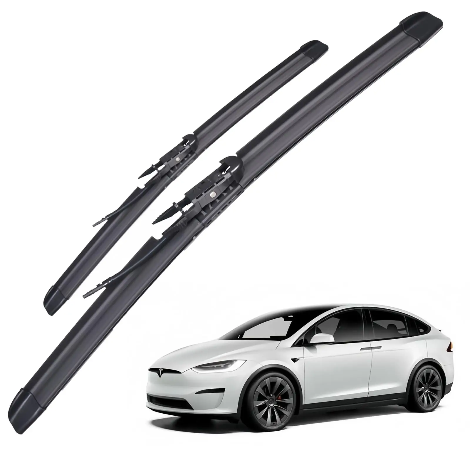

Silicone Windshield Wiper Blades Set 28” And 18” With Integrated Washer For Model X 2016–2021 Top Lock Design