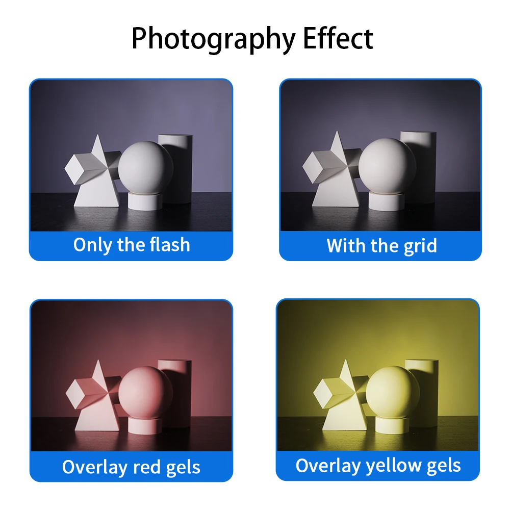 Selens-Kit de accesorios de Flash Speedlight, Reflector de rejilla de panal con banda de Gel magnética, 7 filtros de piezas