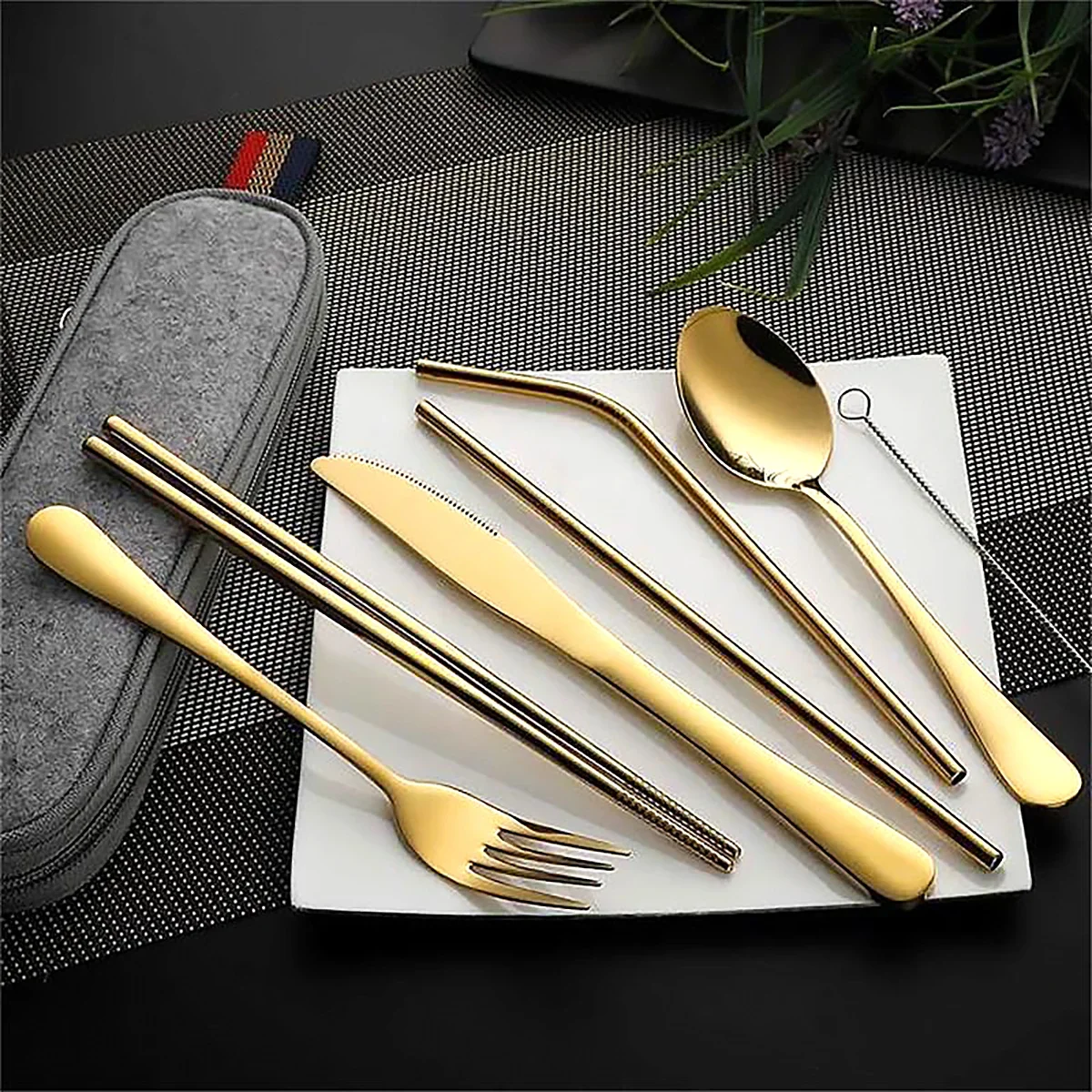 8PCS Portable Tableware Single Box Suitable For Outdoor Picnic Travel Students Chopsticks Fork Spoon Knife Easy To Take