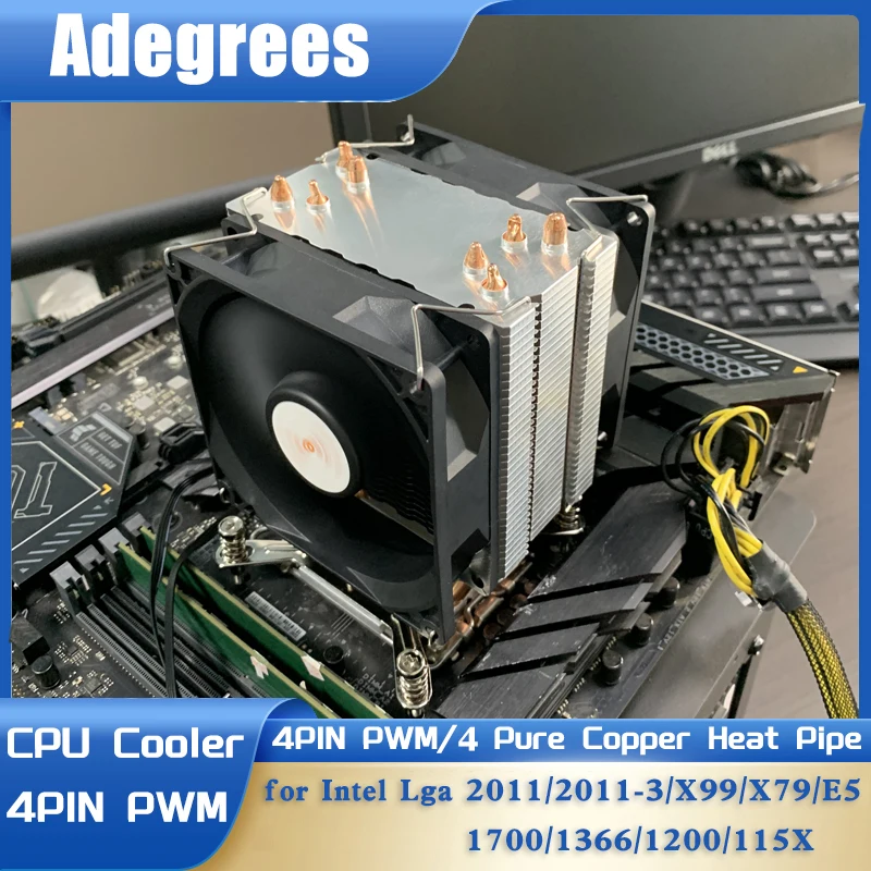 

4 Heat Pipes CPU Cooler Tower PC Processors Cooling fan for Intel LGA 2011 1700 1150 1151 1366 1155 1156 X79 1200 X99 Ventilador