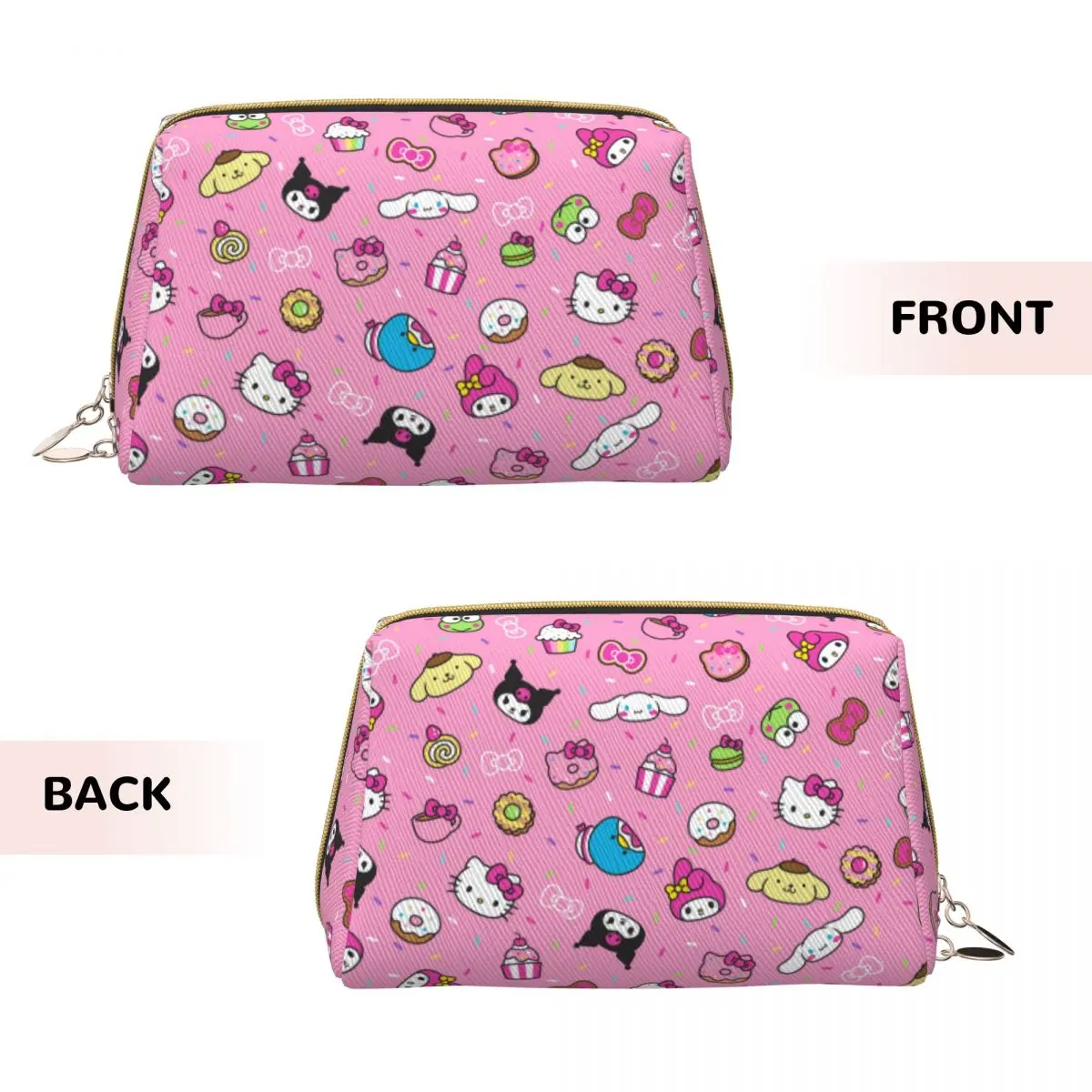 Sanrio Characters Makeup Bags Trendy Large Capacity Storage Bag Accessories Girl Hello Kitty Kuromi Zipper Beauty Toiletry