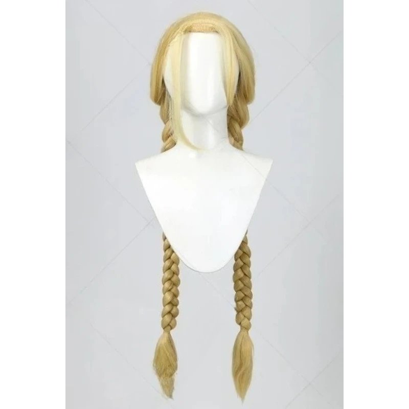 Party Synthetic High-Temperature Yarn Miccostumes Cammy White Cosplay Wig Long Golden Braid Wig