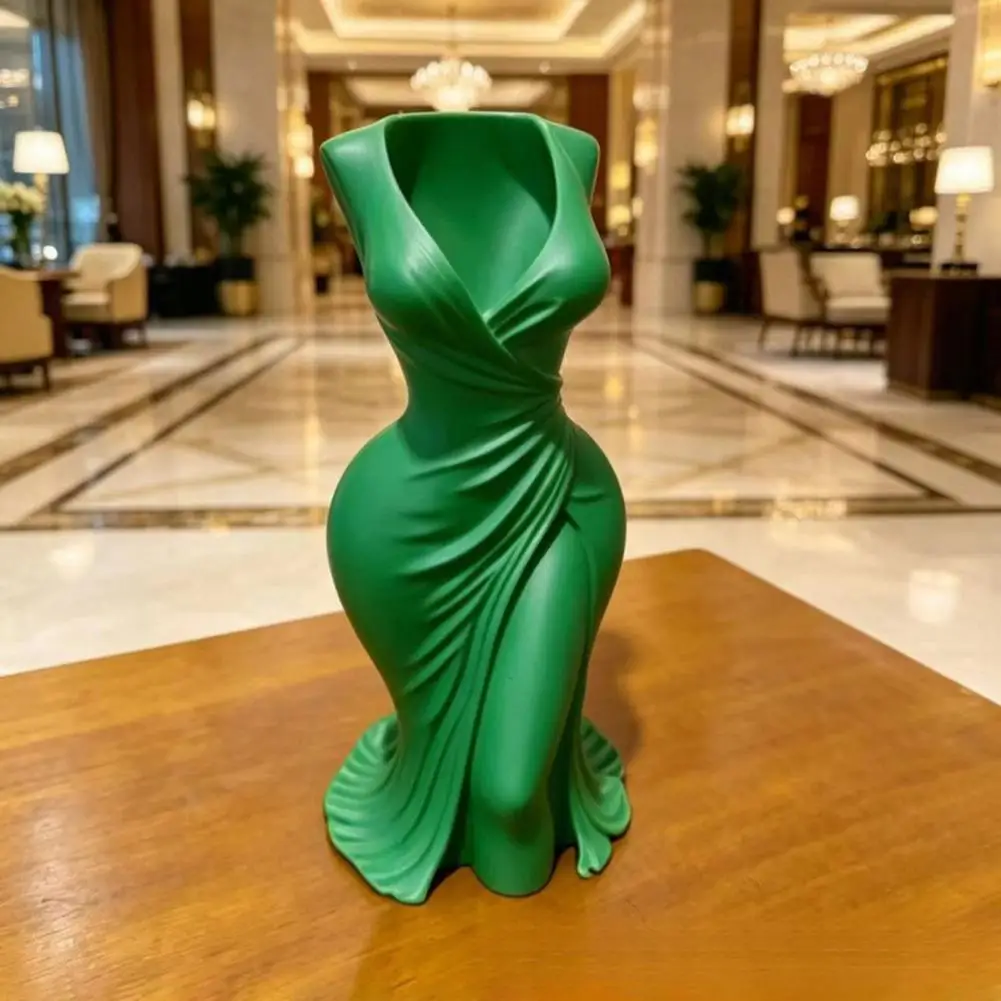 Artistic Vase Decorative Vase 3d Printed Elegant Dress-style Vase Flowing Pleated Skirt Tabletop Decor Modern for Fresh