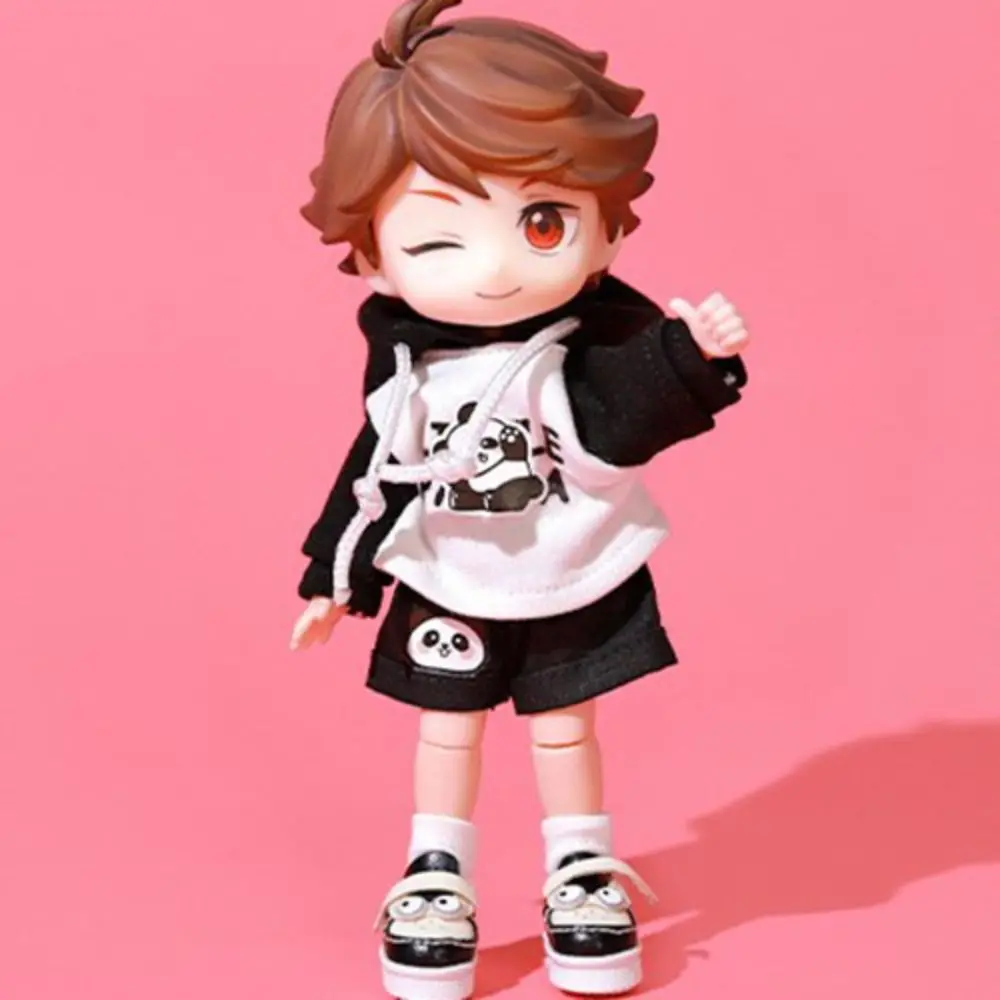 ชุดเสื้อฮู้ดตุ๊กตาแฟชั่น OB11 ชุดลำลองทำมือ ลายหมี ชุดกางเกงขาสั้นฮิปฮอป สำหรับตุ๊กตา BJD 1/12