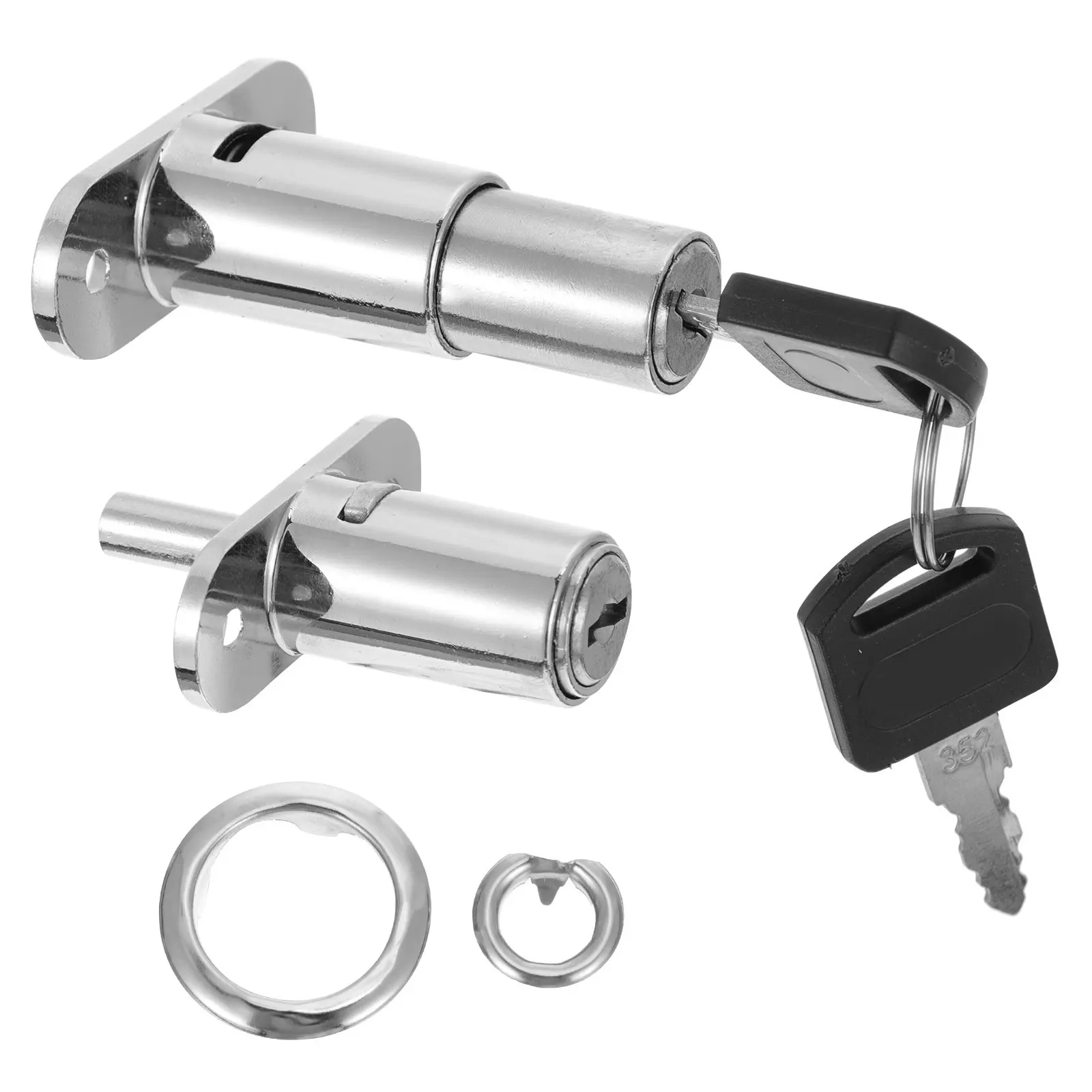2Pcs Drawer Lock Zinc Alloy Push Plunger Cabinet Lock Keyed Different for Wardrobe Furniture Locker Sliding Door Security