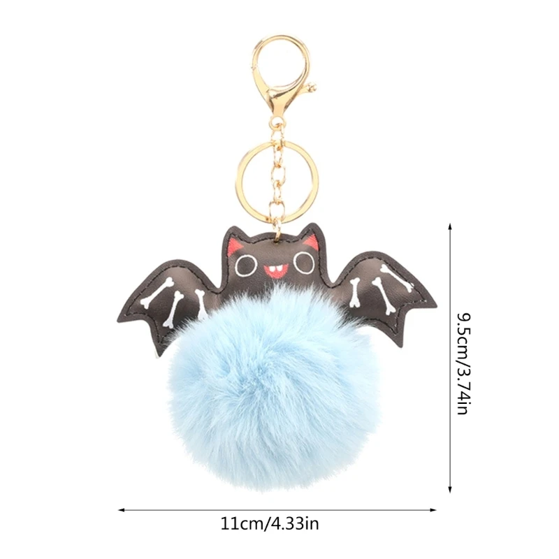 Halloween Bat Keychain Animal Keychain Plush Ball Keyring Charm Bag Charm Dropship