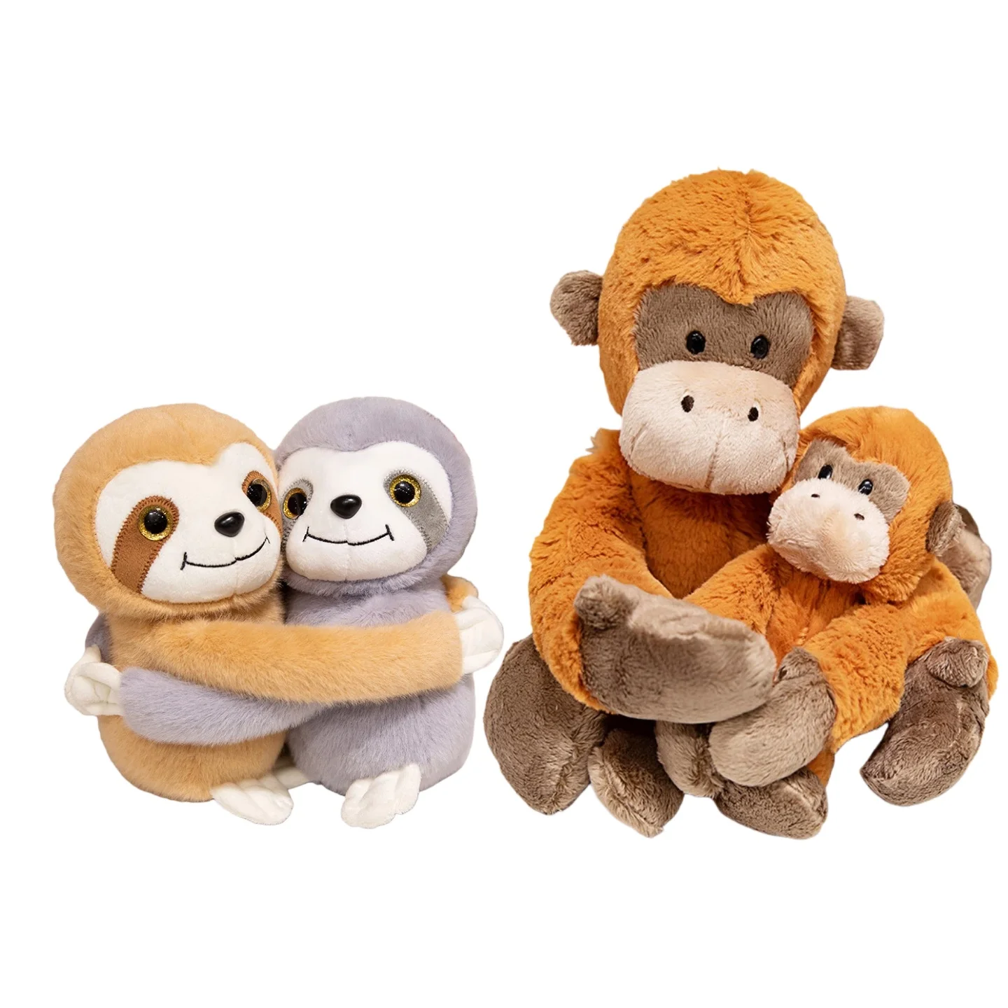 Kawaii الحيوانات قرد الأغنام السلاحف ألعاب من نسيج مخملي نابض بالحياة محشوة زوج من عناق الكسلان دمية ناعمة الاطفال اللعب هدية عيد ميلاد #1