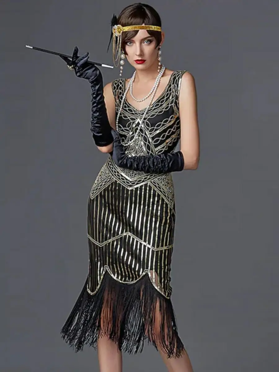 Retro Tassel Dr for Stage Performance And Dance Par 920S Sle Polyester Material Spring Collection by xiao