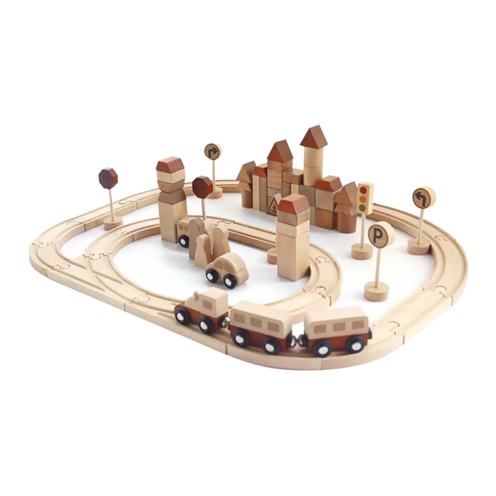 

Wooden Train Set for Toddler 3,4,5 Years Old And Up Construction Toys