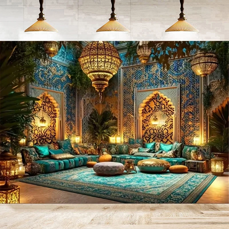 Photography Backdrop Moroccan Medieval Palace Mosque Temple Poster Arabic Religious Architecture Festival Portrait Background