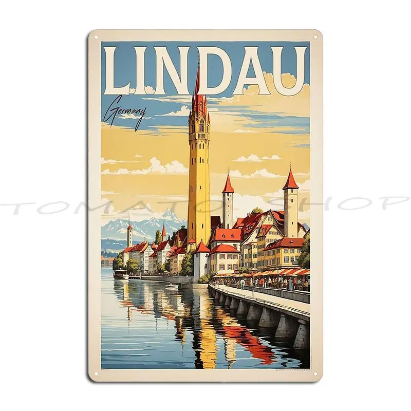 Lindau Germany Vintage Travel Metal Signs Cinema Personalized Rusty Home Printed Tin Sign Poster