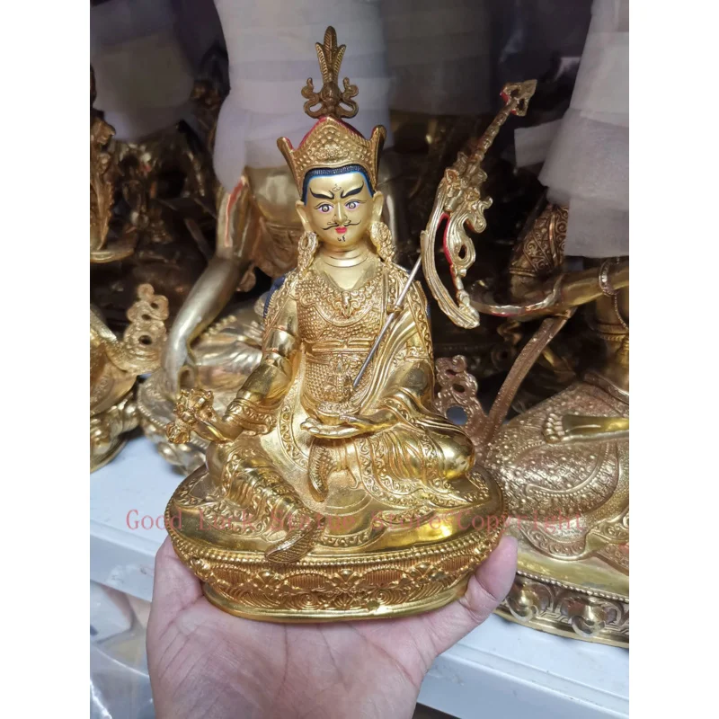 

21CM Padmasambhava Guru Rinpoche Buddha statue Tibet temple HOME gilded copper Buddha statue bless safe health good luck