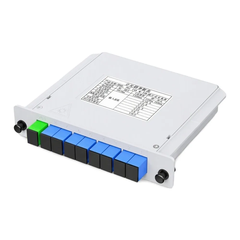 1x8 Fiber Optic Splitter SC/UPC Singlemode PLC Splitter Cassette Cassette Type Uniformly Distributed Singlemode Splitter Module