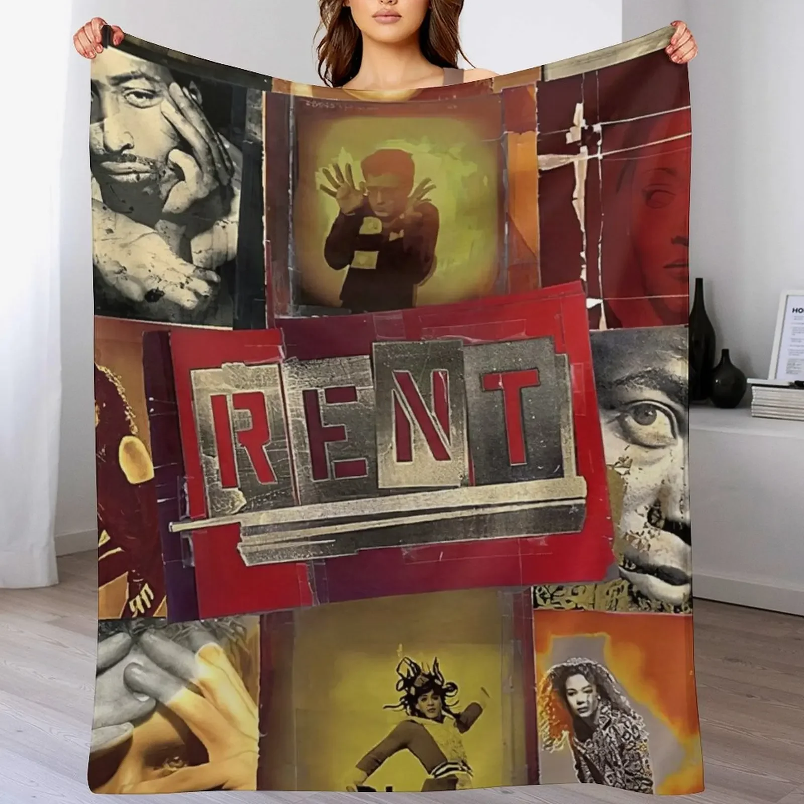 Vintage Rent Rock Musical, Signed By Complete Original Cast 1996 Throw Blanket Soft Breathable Blanket for Night Sleeping