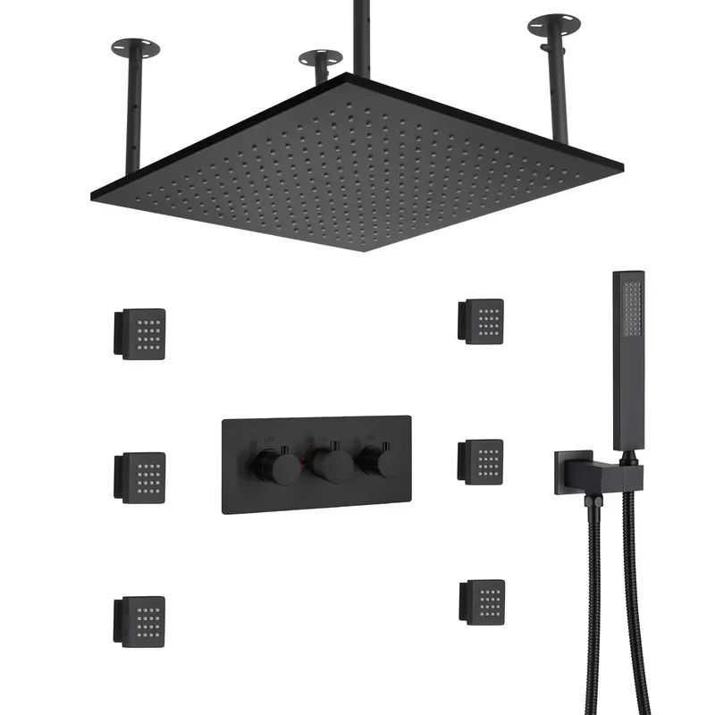 Bathroom European Shower Faucet Concealed 6 Way Shower Mixer Luxurious Wall Mount Ceiling Shower Set