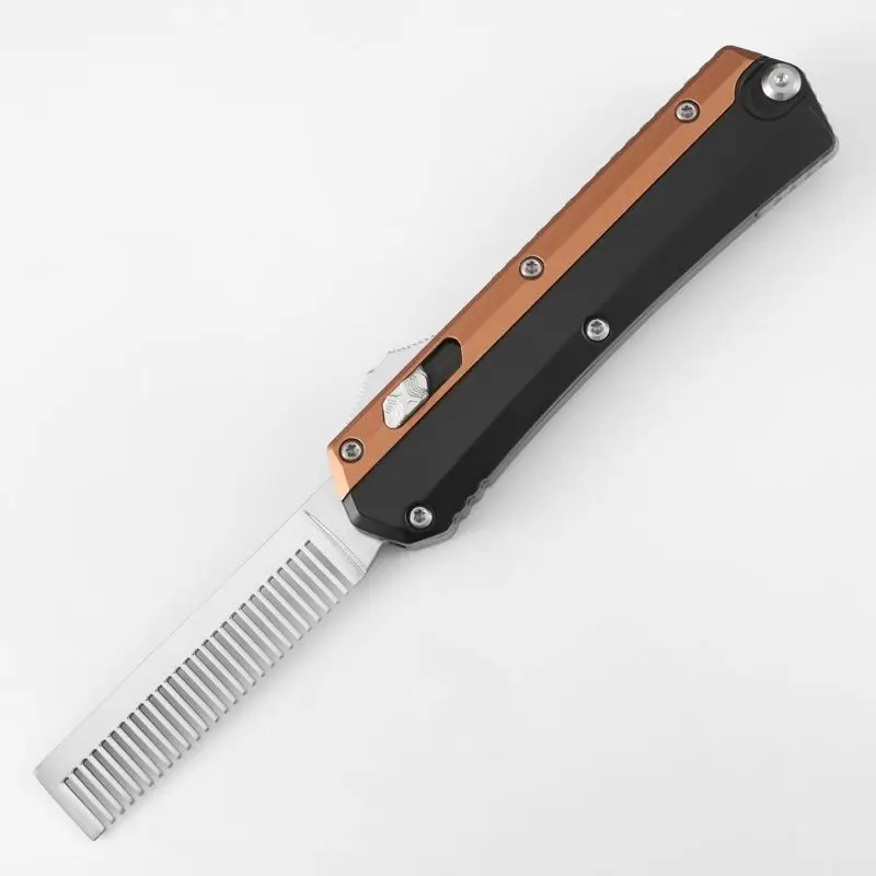 Quick Pop-up Folding Metal Comb CNC Machining Automatic Retractable Hair Comb Outdoors Portable Tools Anti-static Zinc alloy