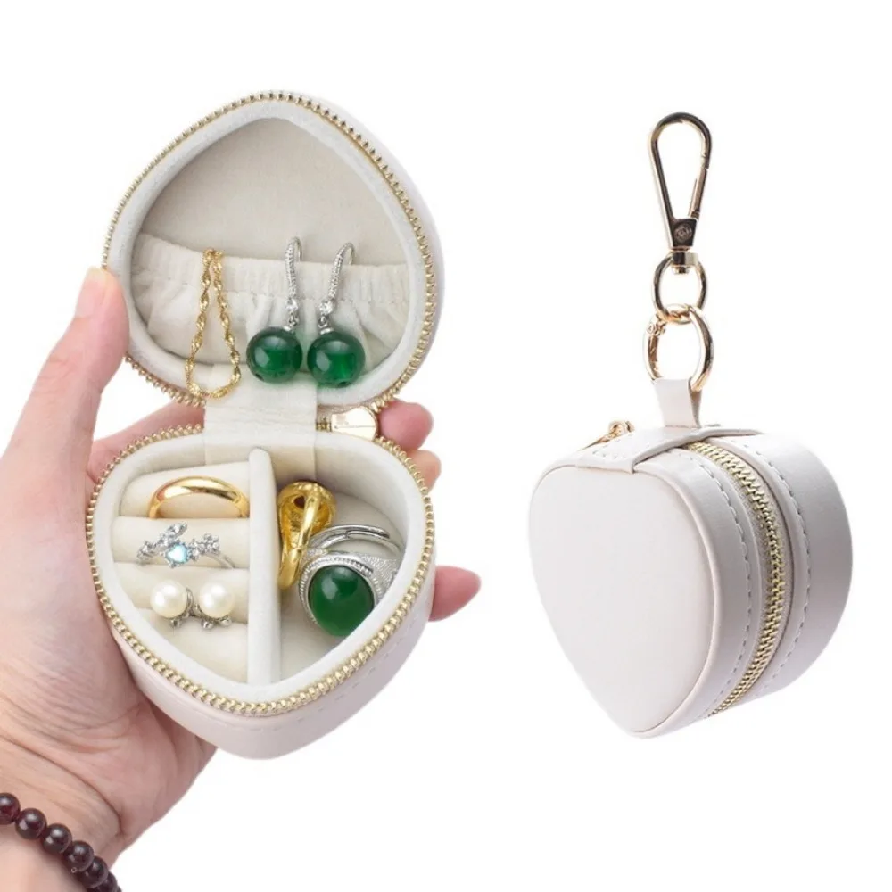 

Mini Jewelry Box Keychain Jewelry Display Heart-shaped Portable Ring Box Earring Organizer Storage Case Travel Bag Pendant