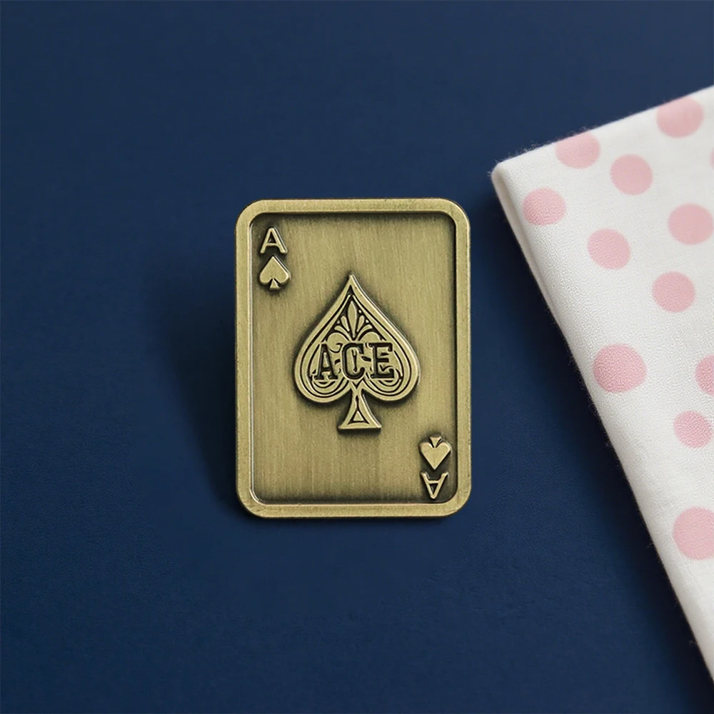 Retro Metal Playing Cards Spade A Brooch Concise Casino Style Badge Personality Peripheral Metal Pin Backpack Accessories Gift