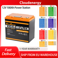 Cloudenergy 12V 100Ah LiFePO4 Battery Pack, Built-in 100A BMS,6000+ Cycles, 1280Wh Energy,  Support Series