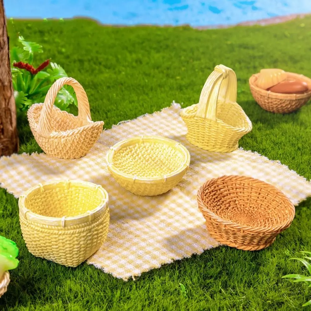 2pcs Resin Bamboo Basket Chair Dustpan 3-4cm Multistyles Dollhouse Miniature Furniture Mini Dollhouse