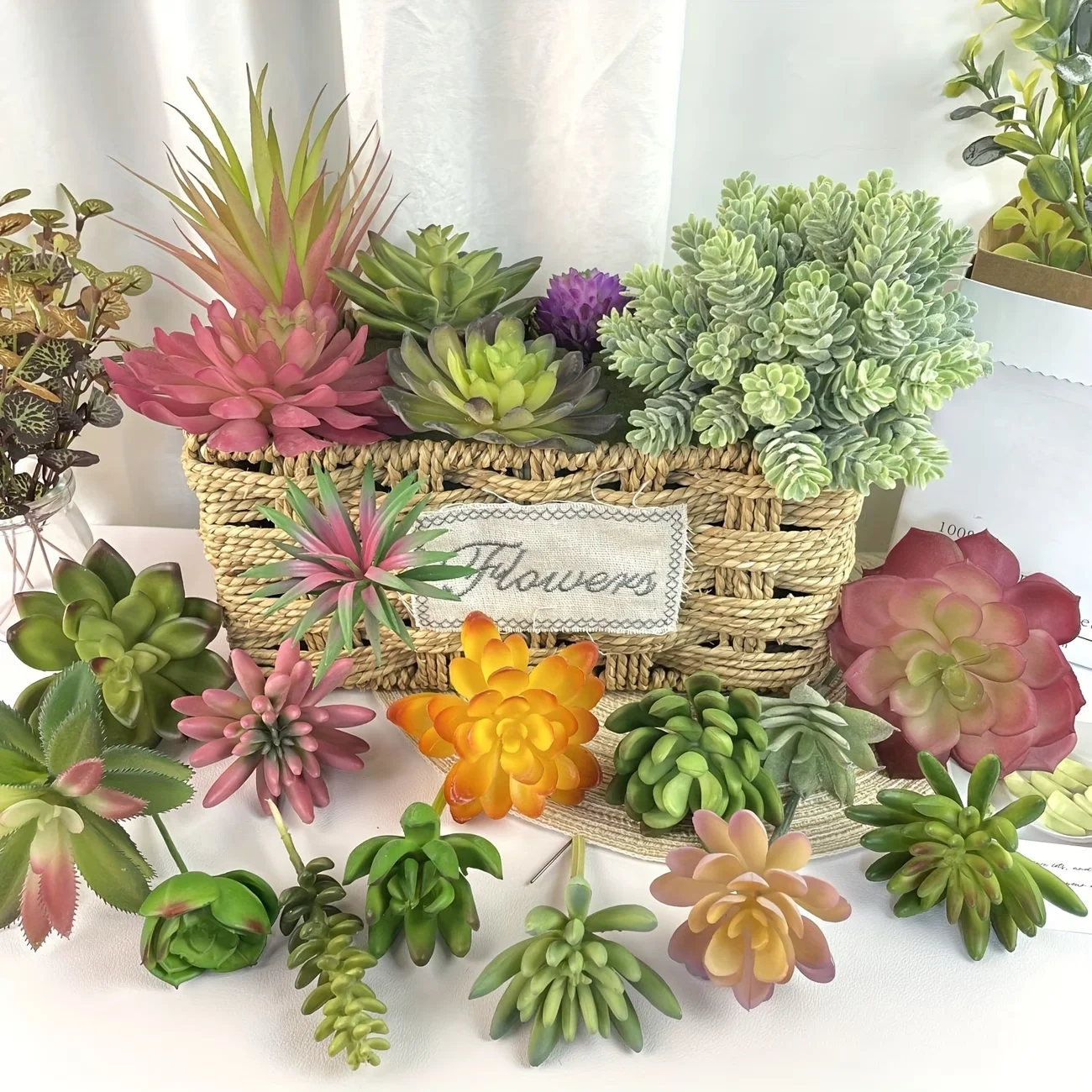 10/20Pcs PVC Succulents Plants Green Faux Succulent Plant for Home Garden Small Bonsai Decor Flower Desktop Plants