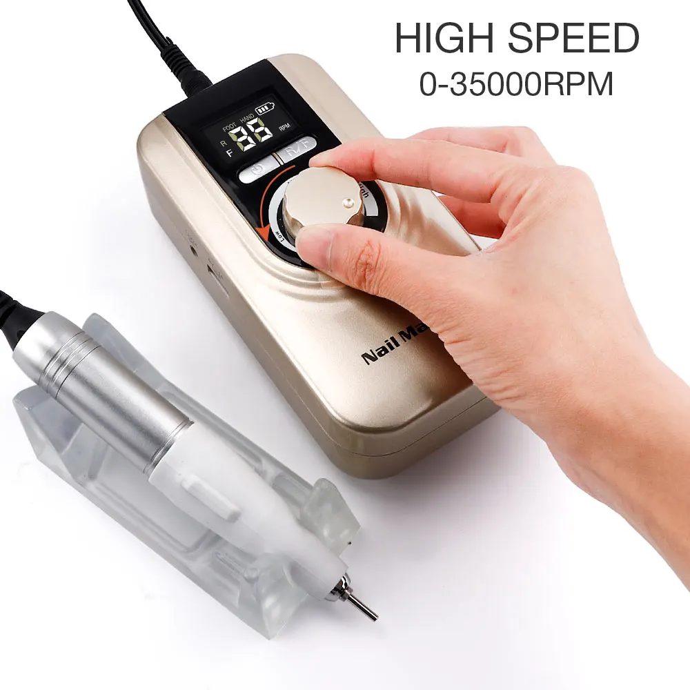 35000RPM Wireless Portable Nail Drill Machine Nail File Grinder Nails Gel Milling Cutters Manicure Polisher Nail Art Salon Tools