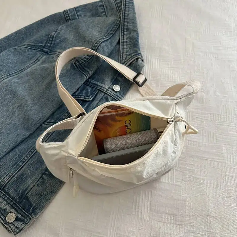 All Match Kawaii Bow Embroidery Chest Bags Korean Women Casual Y2k Aesthetic Shoulder Bag Vintage Simple Chic Handbags Crossbody