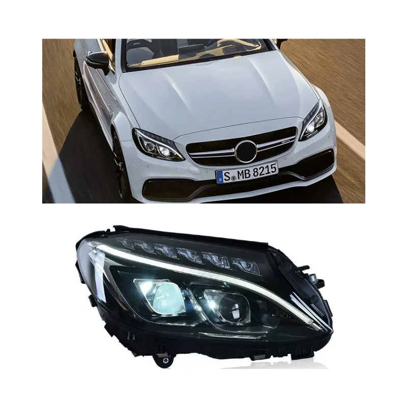 

W205 Upgrade Headlight For Benz C-Class 2014-2018 C260 C300 LED DRL H7 Dynamic Bi Xenon Turn Signal Auto Head Lamps Modified