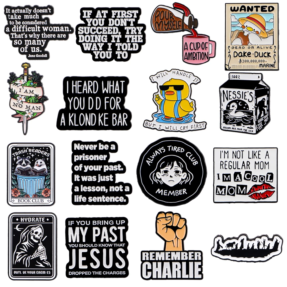 I AM NO MAN Zitate Anstecknadeln für Rucksack Damen Emaille Pin Herren Broschen für Kleidung Aktentasche Abzeichen Pins Accessoires Schmuck