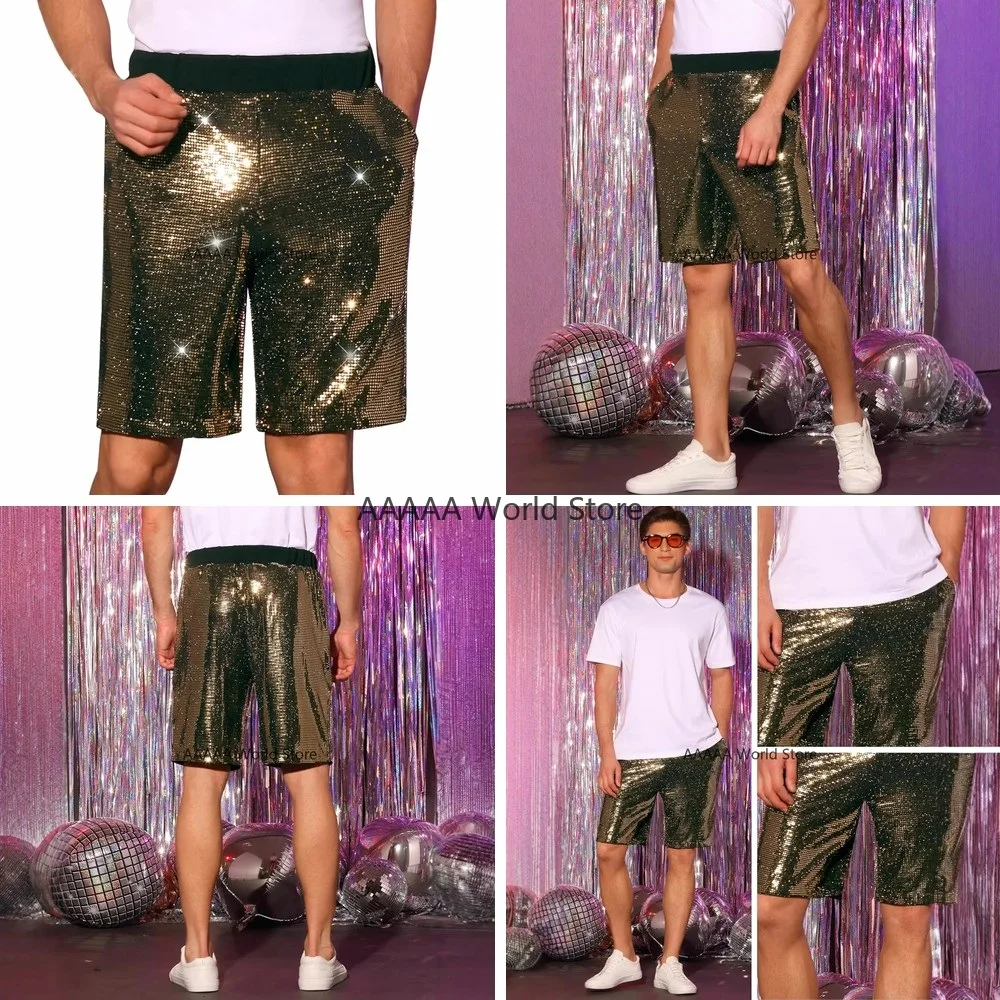 

Cosplay Sequin Shorts for Men Elastic Waist Shiny Disco Party Club Fashionable Summer Shorts
