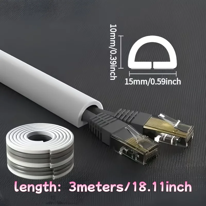 Wiring Duct Floor Cord Cover for Extension Cords 3M Self Adhesive Wall Cable Concealer Flexible Cable Hider Cover Wire Protector