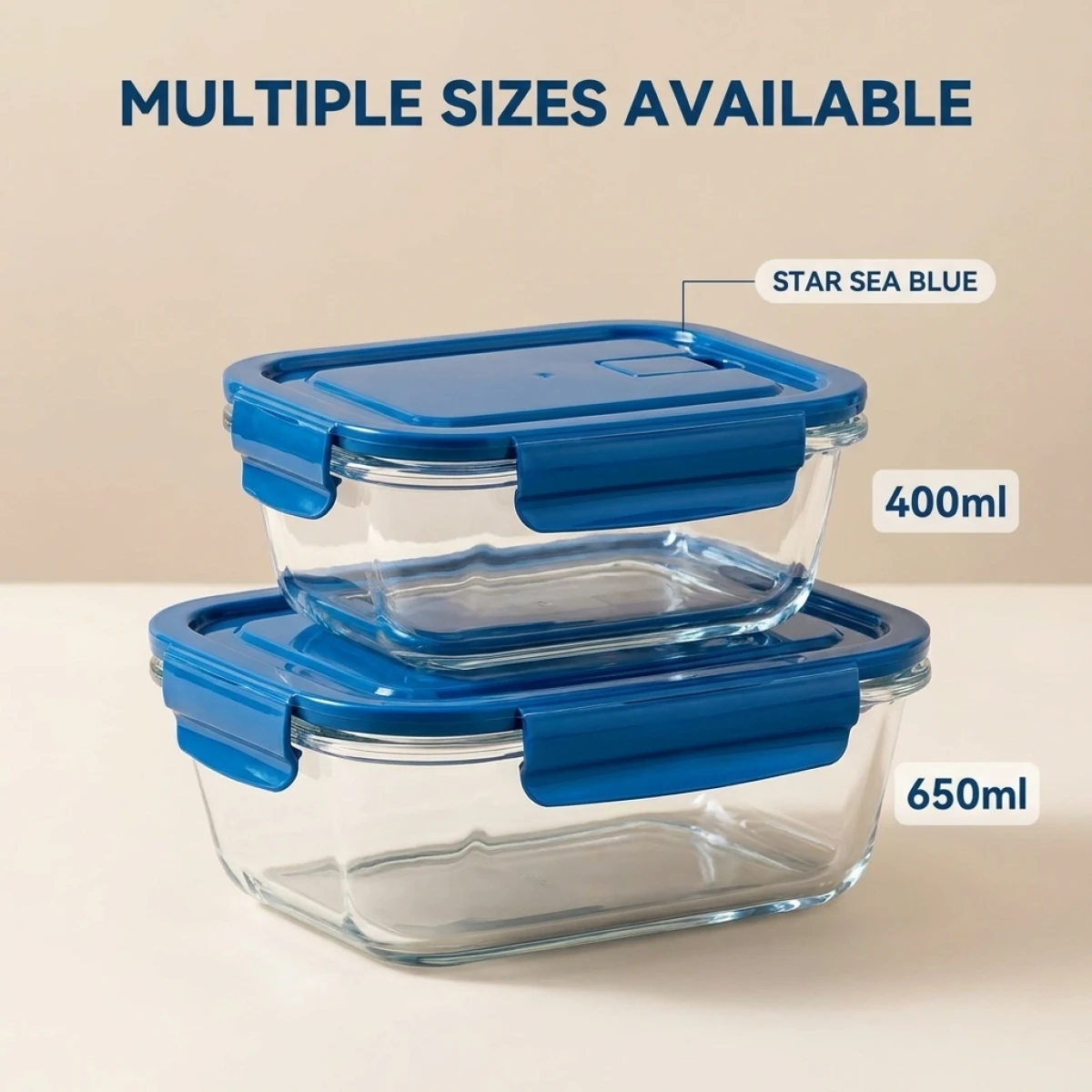 Glass Meal Prep Containers with Smart Vent Lid, Star Sea Blue,Leak-Proof,Stackable Fridge Organizer,Safe Food Storage Bowls.