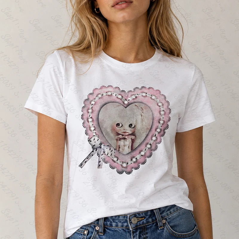 Cutecore clothes Y2K 2000s Cute Casual Emo Print Baby Tee Streetwear Harajuku Graphic Aesthetic T-shirt Women roupas feminina