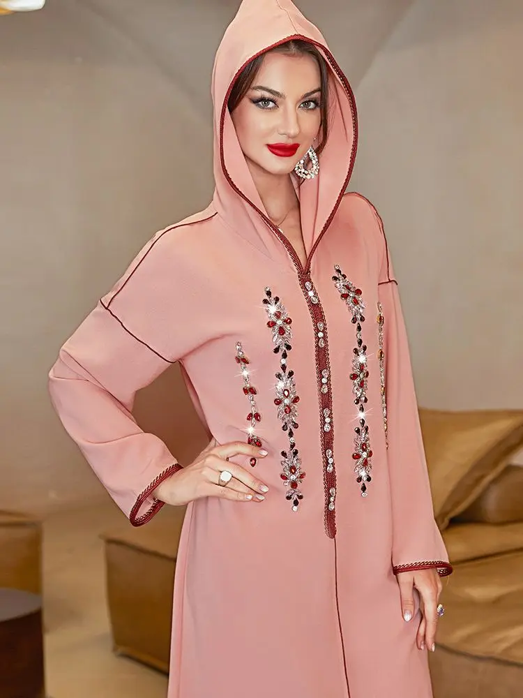 Vestido Longo Ramadan Abaya Islam Arabic Muslim Modest Long Hooded Dress Women\'s Kaftan Mujer Robe Longue Femme Musulmane WY853