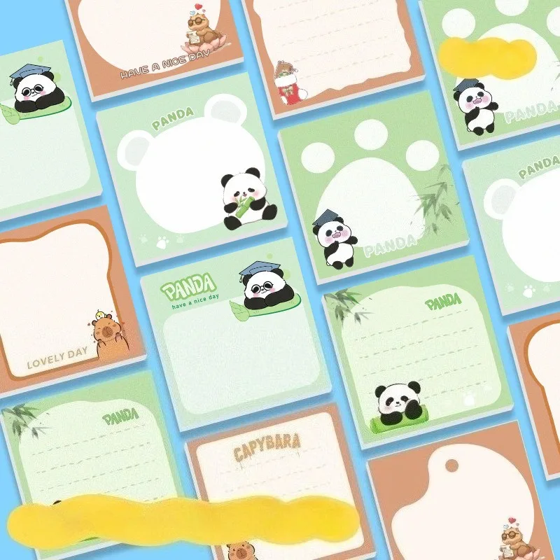 50Sheets Kids Cartoon Posted It Paper Memo Sticky Cute Panda Guinea Pig Pattern Notes Stickers Notebook Planner Message Sticker