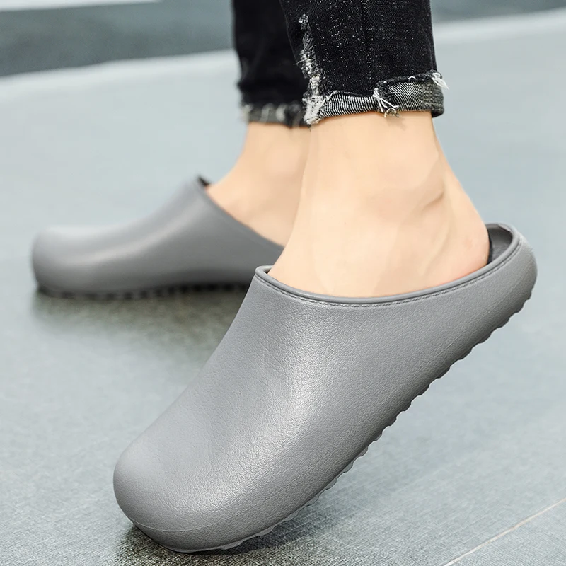STRONGSHEN Men's Slippers EVA Slip On Casual Walking Shoes Men Casual Baotou Half Slipper Comfortable Soft Household Sandals