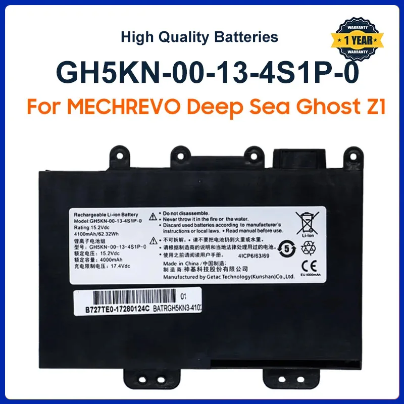 

GH5KN-00-13-4S1P-0 Laptop Battery For MECHREVO Deep Sea Ghost Z1 Series Notebook GH5KN-03-14-4S1P-0 15.2V 4100mAh